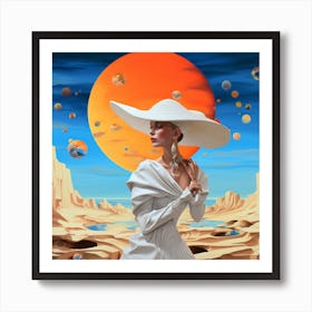 Woman In A White Hat Art Print