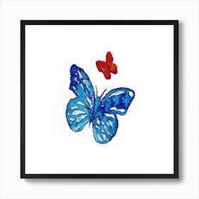 Blue And Red Butterfly Poster