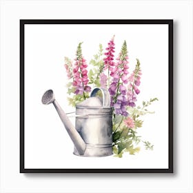 Marion Metal Watering Can With Foxgloves Watercolor White Backg 1663bed6 7a3c 4492 Bafa E99fd8f8793f Art Print