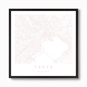 Tokyo Japan Light Pink Minimal Street Map Square Art Print