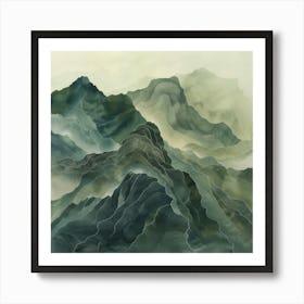 Japanese Watercolour Of Mount Hakuba 5 Art Print