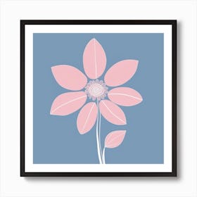 A White And Pink Flower In Minimalist Style Square Composition 1 Art Print