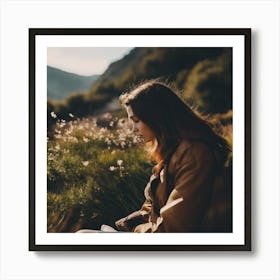 Girl Sitting In The Grass Art Print