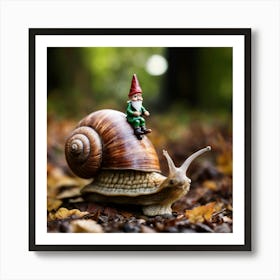 Gnome On A Snail Art Print