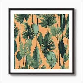 Tropical Tree On A Solid Background pattern art, 124 Art Print