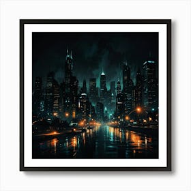 Abstract Depiction Of A City At Night With Bright Light 3 Art Print