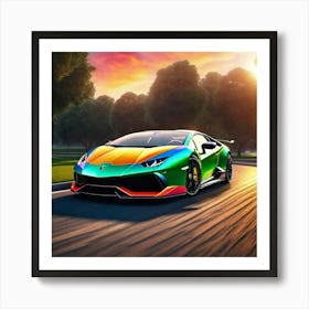 Rainbow Lamborghini 1 Art Print