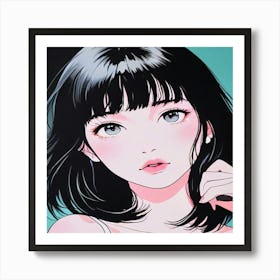 Girl With Black Hair Art Print