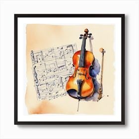 Violin And Music Sheet Art Print