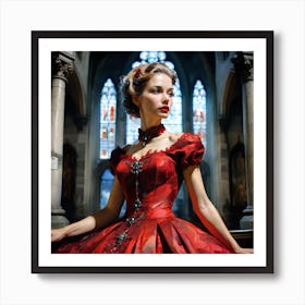 Lady In Red Art Print