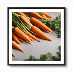 Carrots On A Gray Background Art Print