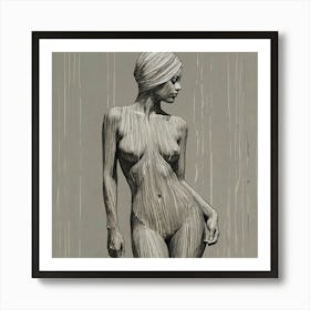 Nude Woman In Rain, Simplicity and Elegance Affiche