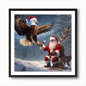 Santa Claus And Eagle Art Print