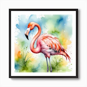 Watercolor Flamingo Art Print