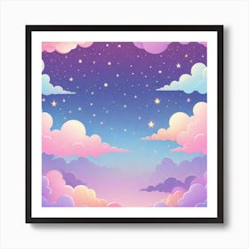 Sky With Twinkling Stars In Pastel Colors Square Composition 148 Art Print