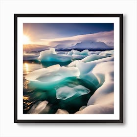 Icebergs In The Water 8 Art Print