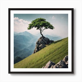 Lone Tree On Top Of Mountain 34 Art Print