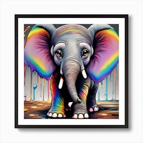 Rainbow Elephant 2 Art Print