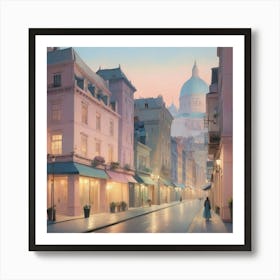 Street Scene In Paris City art print Art Print