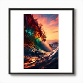 Ocean Wave At Sunset Art Print