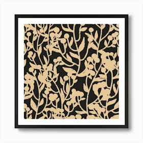 Black And Gold Floral Pattern Art Print