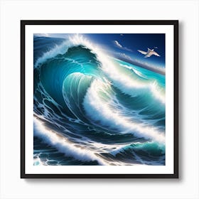 Textured Ocean Wave Art Art Print