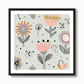 Flowers And Butterflies Art Print