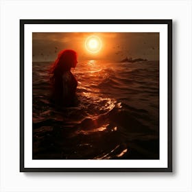 Mermaid In The Ocean Art Print