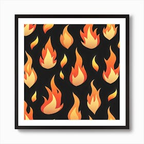 Flames On Black Background 66 Art Print