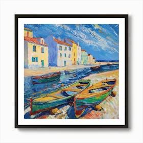 Van Gogh StyleFishing Boats in Saintes-Maries-de-la-Mer Series Art Print