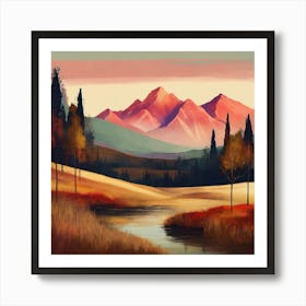 Boho Art Minimalist Landscape Mountains (12) 1 Art Print