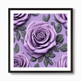 Purple Roses On A Purple Background Art Print