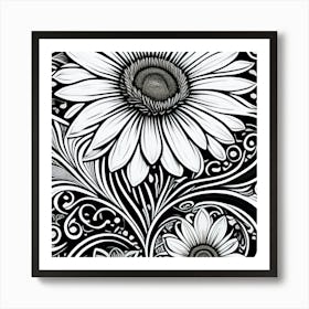 And White Flowers Art Print