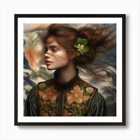 Woman With A Flower In Her Hair Art Print