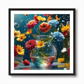 Colorful Flowers In A Vase 4 Art Print