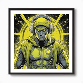 Cosmic Man With Headphones 1 Art Print