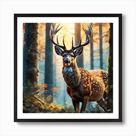 Deer In The Forest 175 Art Print