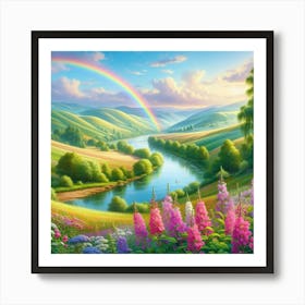 Rainbow Over The Valley 1 Art Print