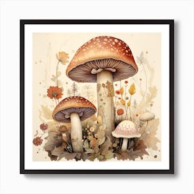 Mushrooms In The Autumn Art Print