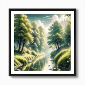 River In The Forest 59 Art Print