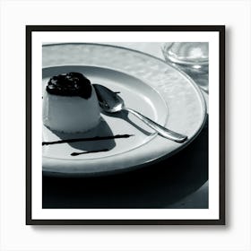 Panna Cotta Photo Black And White Monochrome Square Desert Food Italy Italian Kitchen Dining Food Art Print