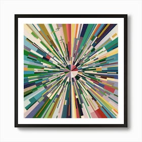Music of Color is an abstract painting that shows lines and shapes dancing to the tune of subtle music, embodyi ng the relationship between different arts Art Print