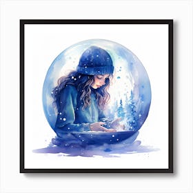 Snow Globe Girl Art Print