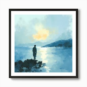 Man Standing By The Water Art Print