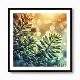 Branch with snow Art Print