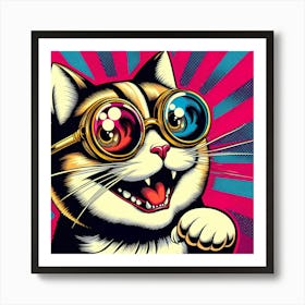 Cat With Goggles Art Print