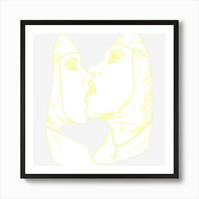 Hot Sexy Lesbian Kiss Nun Bondage Satanic Bdsm Art Print