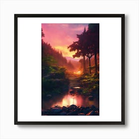 Sunset In The Forest 7 Art Print