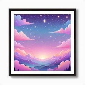 Sky With Twinkling Stars In Pastel Colors Square Composition 15 Art Print