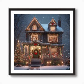 Christmas House In The Snow 8 Art Print